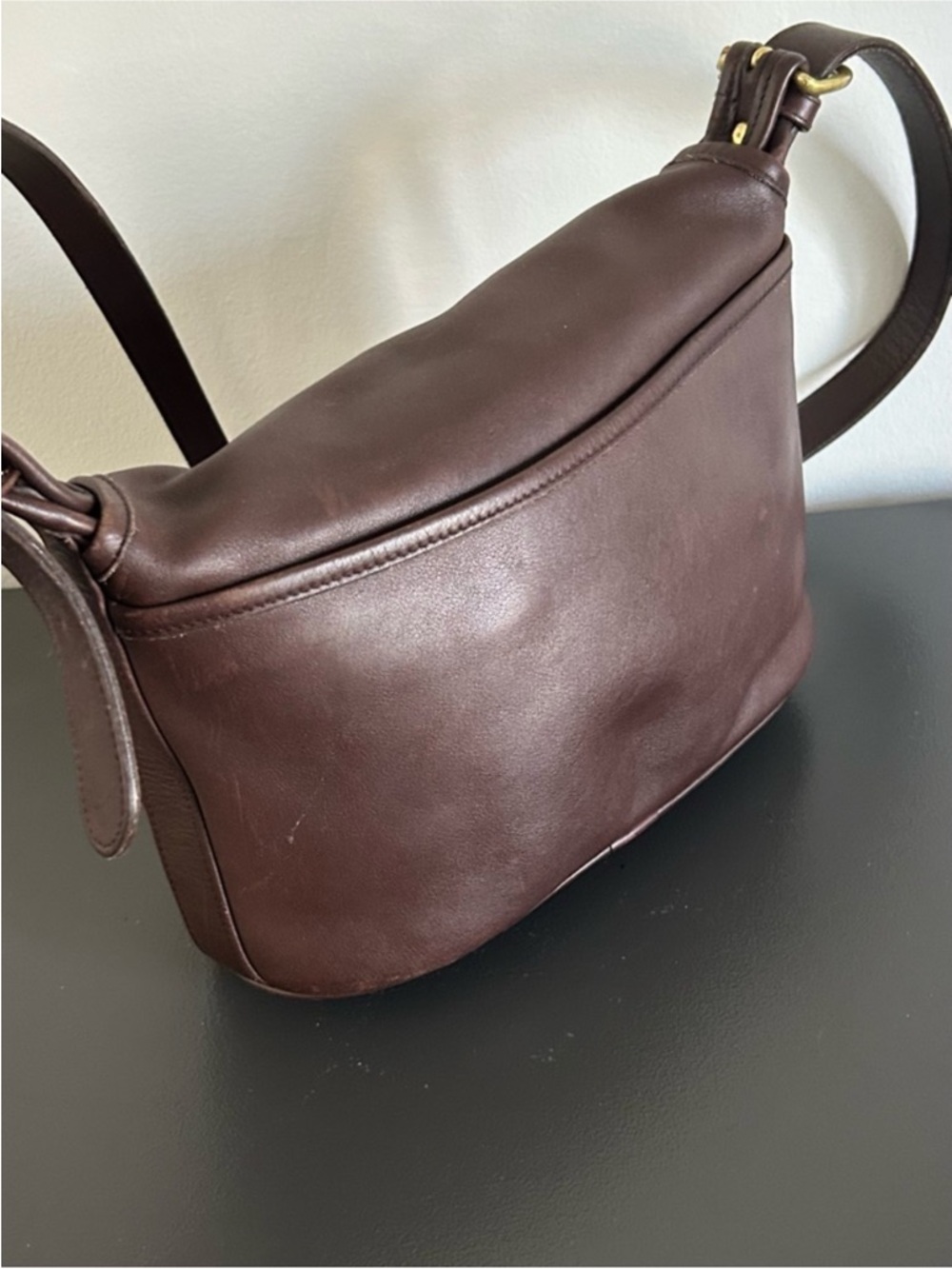 Coach Vintage Brown Leather Flap Shoulder Bag NYC Glove Tanned Leather Structure - Picture 8 of 16